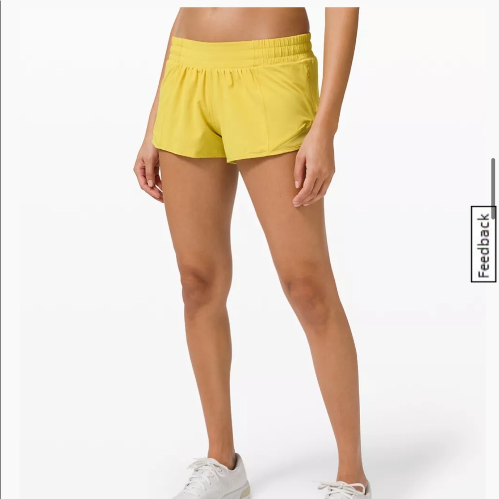 Yellow lululemon 2.5” hotty hot shorts size 10